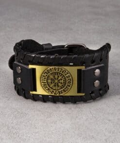 Alternative view of SHEIN 1pc Men's Compass Shape Accessory Wide Leather Bracelet