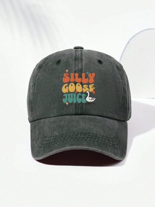 SHEIN 1pc Retro "Silly Goose" Graphic Baseball Cap, Adjustable Size, Fashionable