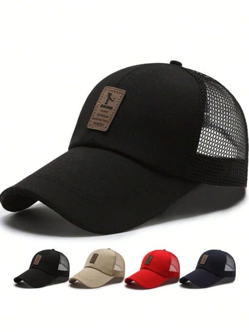 SHEIN 1pc Unisex Canvas Outdoor Solid Color Sunshade Cap ( Black)