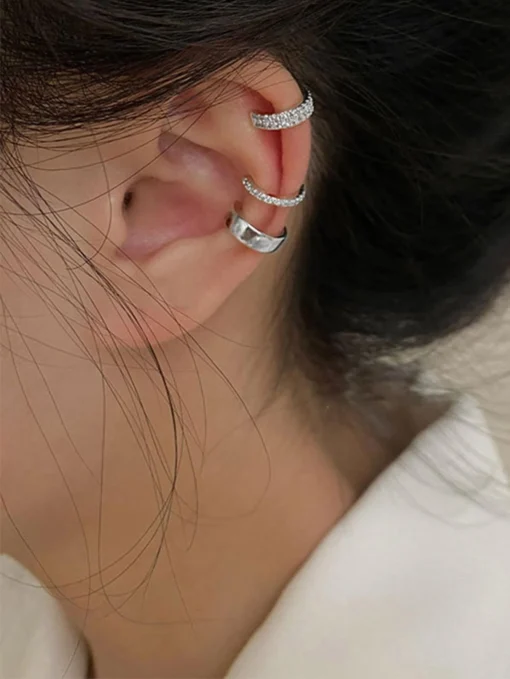 SHEIN 3pcs/set Glamorous Cubic Zirconia Decor Ear Cuff