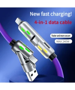 SHEIN 4-In-1 USB C Cable - Tangle-Free, 240W Fast Charging, Data Sync