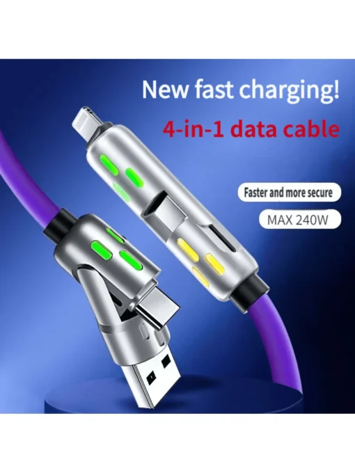 SHEIN 4-In-1 USB C Cable - Tangle-Free, 240W Fast Charging, Data Sync