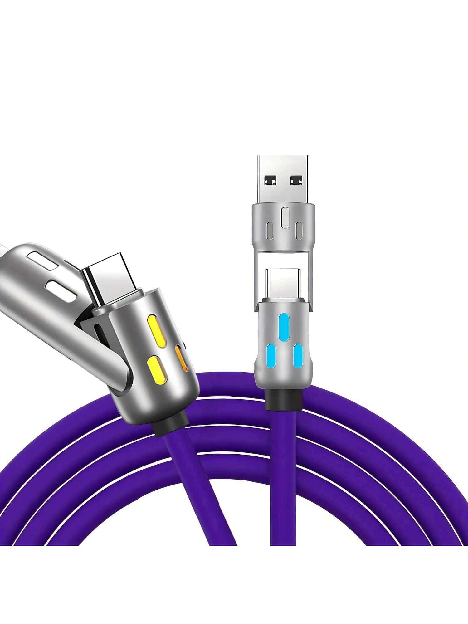SHEIN 4-In-1 USB C Cable - Tangle-Free, 240W Fast Charging, Data Sync - الصورة 3