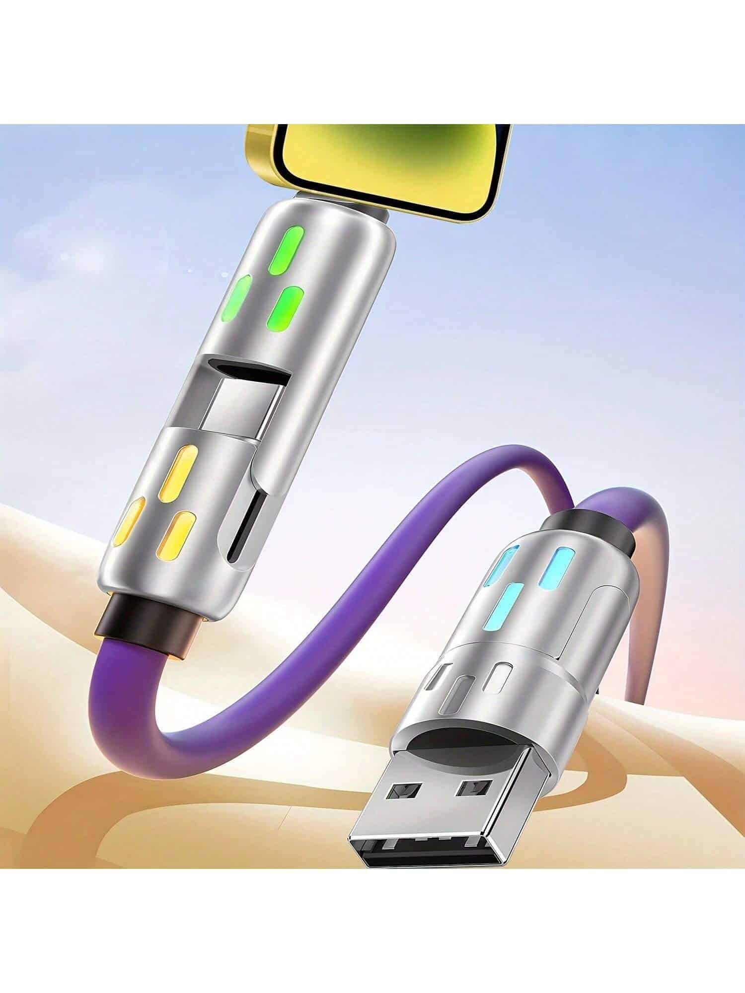 SHEIN 4-In-1 USB C Cable - Tangle-Free, 240W Fast Charging, Data Sync - الصورة 9