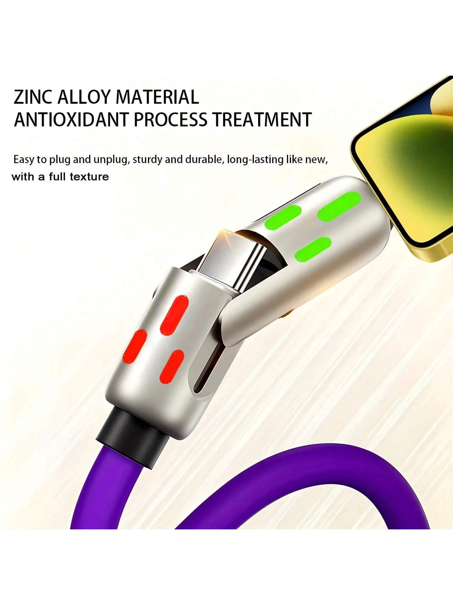 SHEIN 4-In-1 USB C Cable - Tangle-Free, 240W Fast Charging, Data Sync - الصورة 4