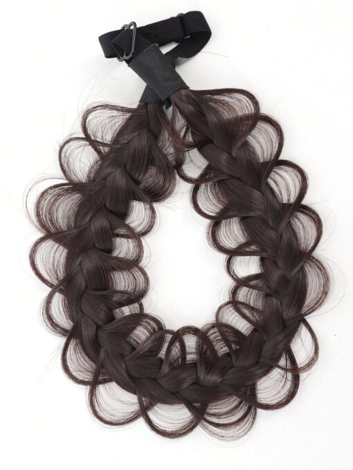 SHEIN Handmade Hair Braids Synthetic Wig Twist Headband (Dark Brown )