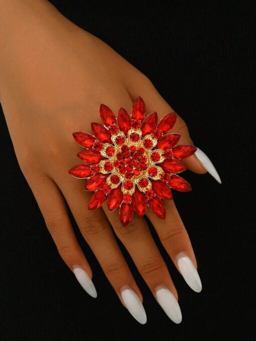 SHEIN Luxury Floral Wide Band Ring, Everyday & Party Jewelry Gift