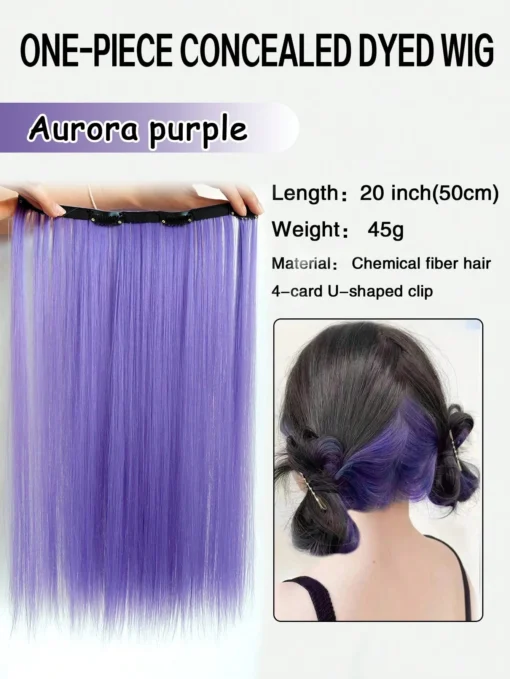 SHEIN 1pc Approx. 20 Inch Long Straight Synthetic Clip-In Hair Extensions (Aurora Purple)