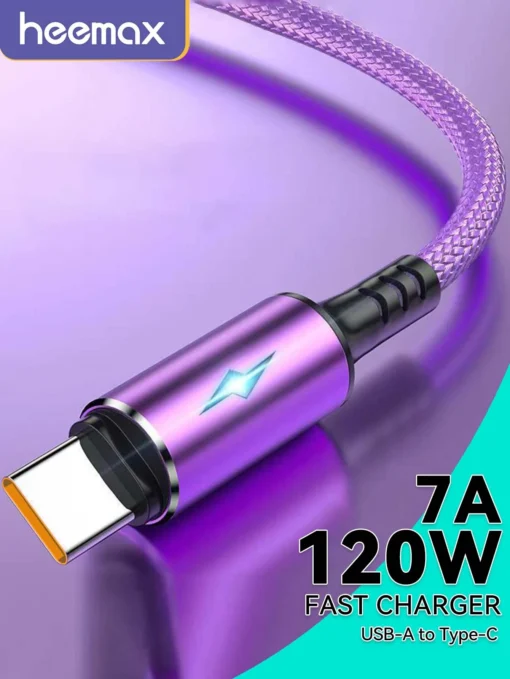 SHEIN Type C Cable 120W Fast Charging Cable Nylon Braided Charger Usb Cable