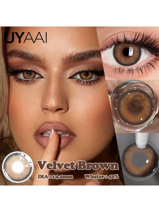 SHEIN UYAAI UYAAI 1Pair-Enlargement Natural Yearly Disposable Colored Contact Lenses