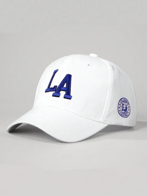 SHEIN 1pc Embroidered "LA" Soft Top Slightly Curved Brim Baseball Cap
