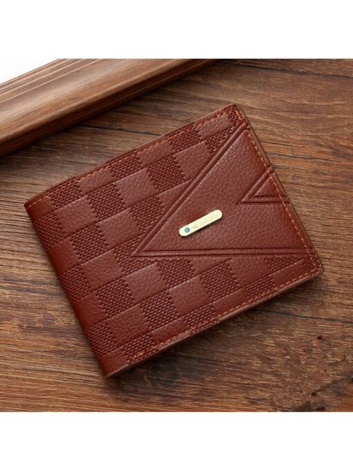 SHEIN 1pc Men's Short Wallet, Business Card Holder, Young Luxury Multi Slot Purse (Brown)