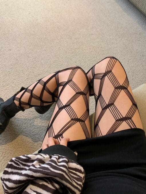 SHEIN 1pc Nightclub Sexy Hollow Out Black Fishnet Pantyhose