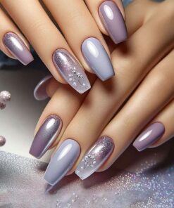 SHEIN 24pcs Almond-Shaped Red Matte Textured Diamond Grid Glitter Press-On Nails