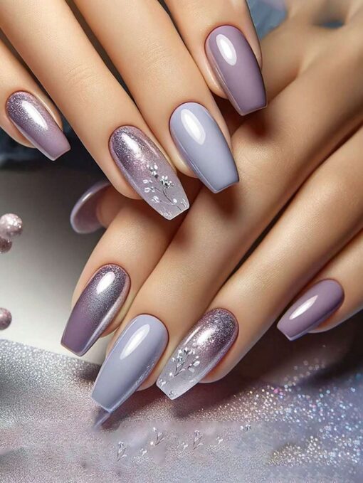 SHEIN 24pcs Almond-Shaped Red Matte Textured Diamond Grid Glitter Press-On Nails