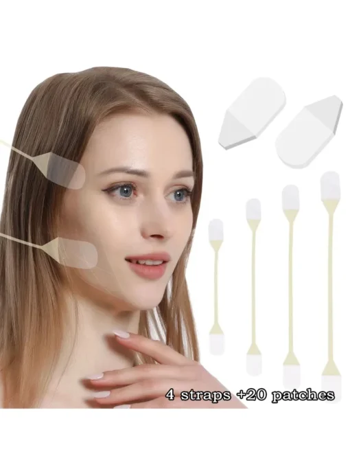 SHEIN 24pcs V-shaped Face Lifting Tape + 4 Bands + 20 Patches, Transparent Skin-colored Invisible Lifting Band