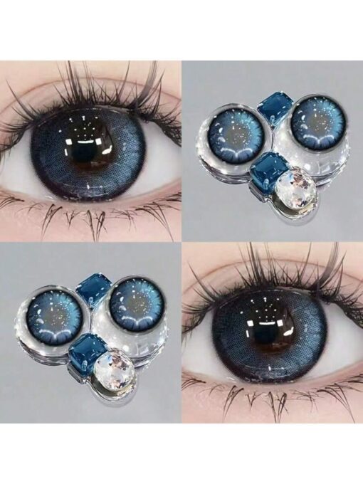 SHEIN 2 Pieces Of Blue Contact Lenses For Half-Year Disposable, Popular Cos Large Diameter Contact Lenses