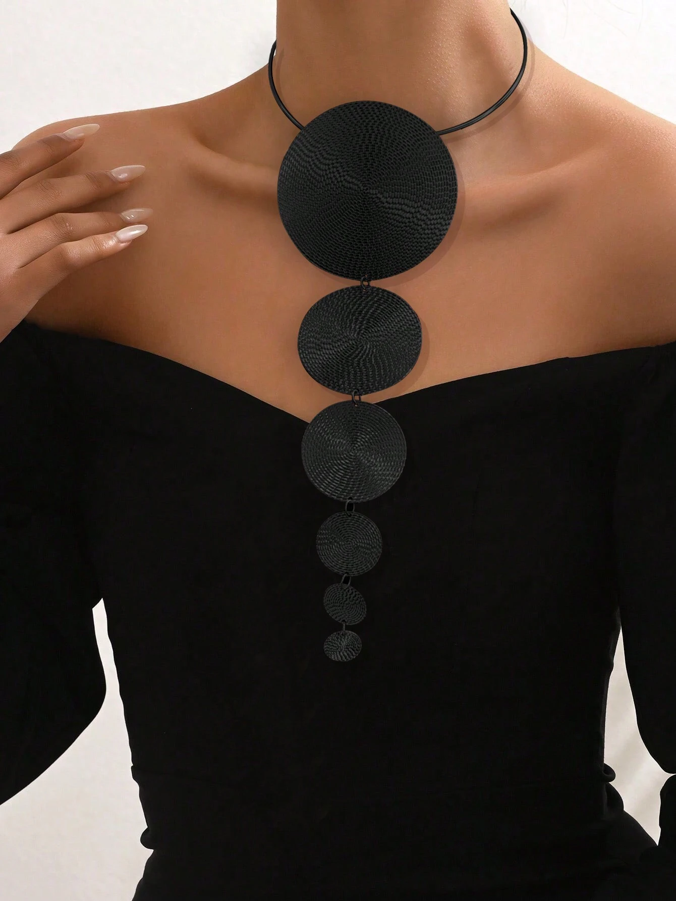 SHEIN European And American Fashion New Geometric Splice Pendant Statement Party Necklace