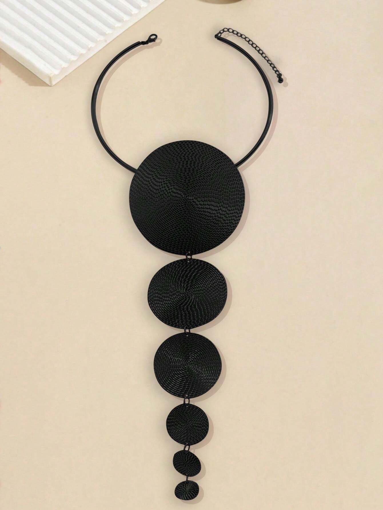 SHEIN European And American Fashion New Geometric Splice Pendant Statement Party Necklace - الصورة 2