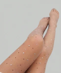 ROMWE Fairycore 1pair Women's Seasonal Rhinestone Embellished Nude Tights