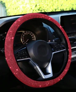 SHEIN Rhinestone Decor Car Steering Wheel Cover