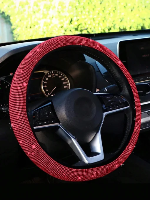 SHEIN Rhinestone Decor Car Steering Wheel Cover