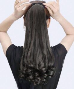 SHEIN 14 inch Synthetic Drawstring Ponytail Clip In Ponytail Hair Extensions Pony Tail (Black)
