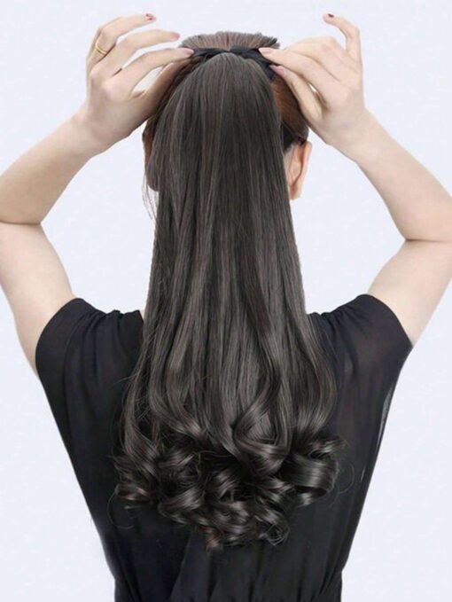 SHEIN 14 inch Synthetic Drawstring Ponytail Clip In Ponytail Hair Extensions Pony Tail (Black)