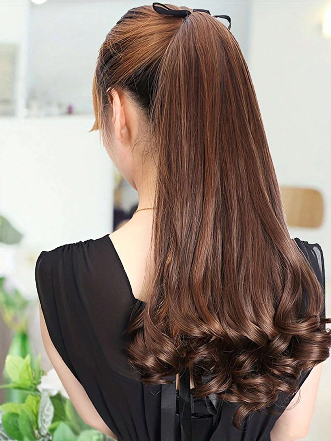 SHEIN 14 inch Synthetic Drawstring Ponytail Clip In Ponytail Hair Extensions Pony Tail(BROWN) - الصورة 2