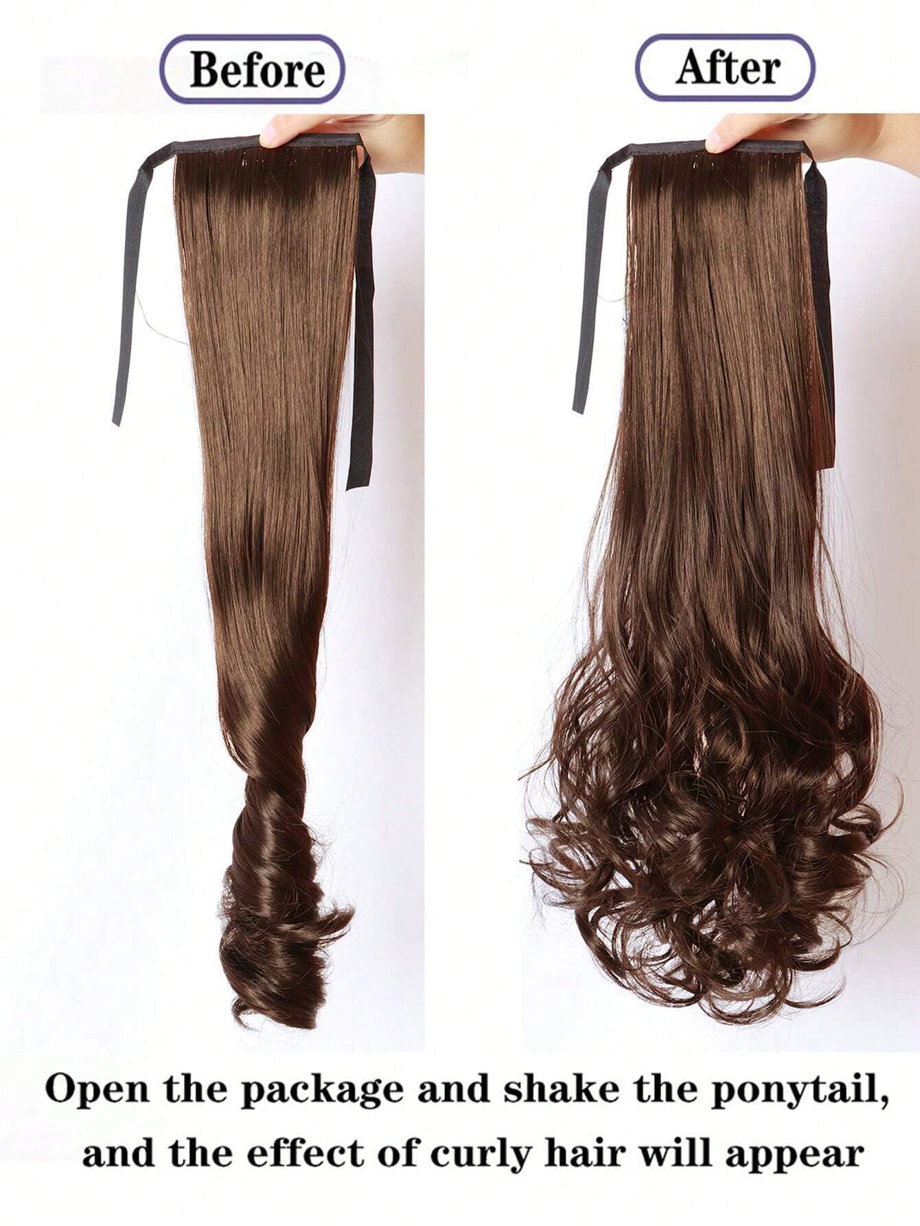 SHEIN 14 inch Synthetic Drawstring Ponytail Clip In Ponytail Hair Extensions Pony Tail(BROWN) - الصورة 4