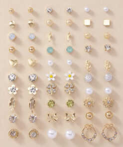 SHEIN 30pairs Heart & Flower Stud Earrings Valentines