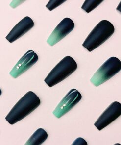 Alternative view of SHEIN 24pcs Mid-Length Gradient White To Blue Toenail/Fingernail Artificial Nails