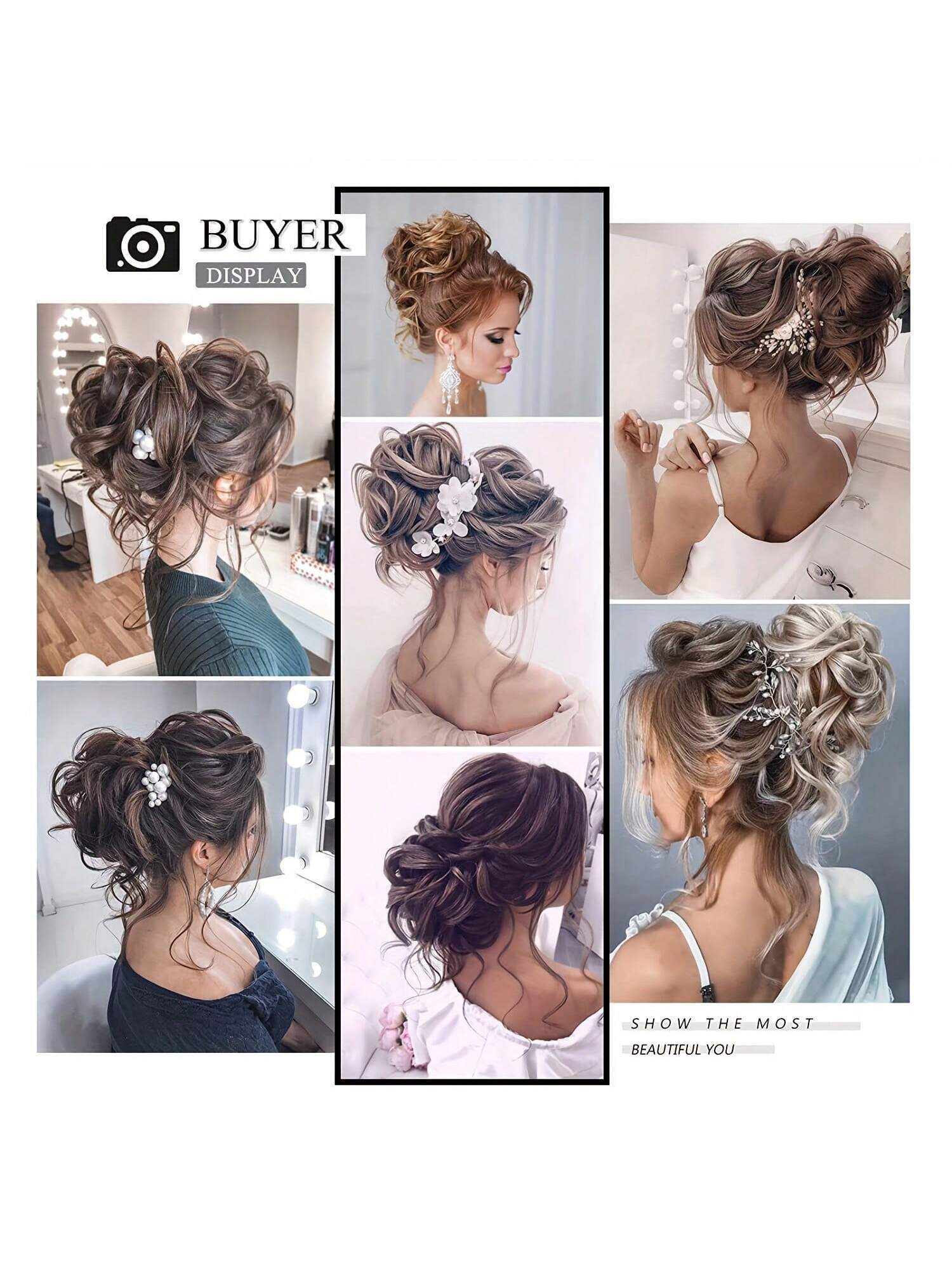 SHEIN 1pc Dark Brown Messy Bun Hair Piece Curly Hair Bun Scrunchie Tousled Updo Hair Extension - الصورة 6