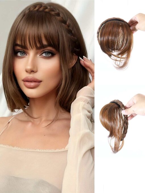 SHEIN 1pc Headband Braid Headband Bangs Braided Decor Hair Hoop Synthetic Wig Suitable Toppers Hair Pieces