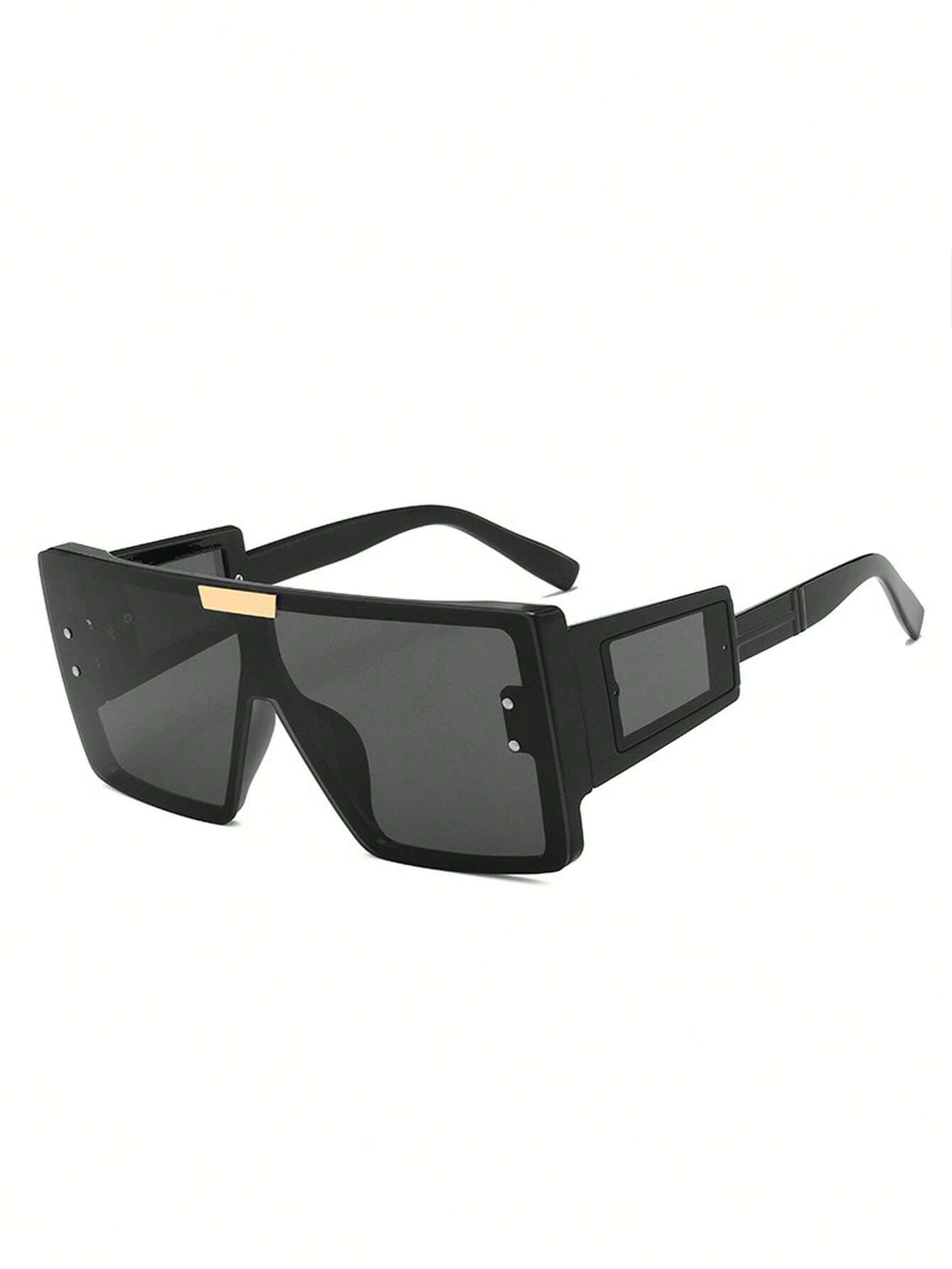 SHEIN 1pc Large Frame One-Piece Men's Fashion Glasses - الصورة 3