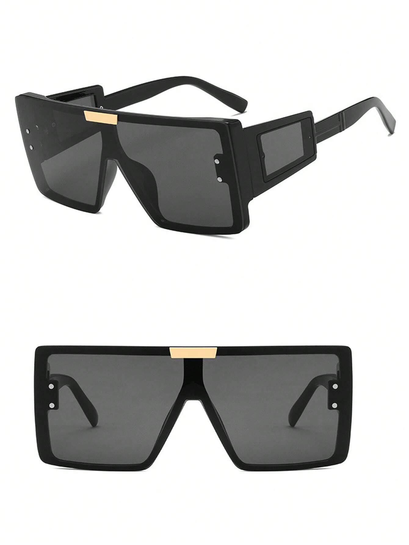 SHEIN 1pc Large Frame One-Piece Men's Fashion Glasses - الصورة 4