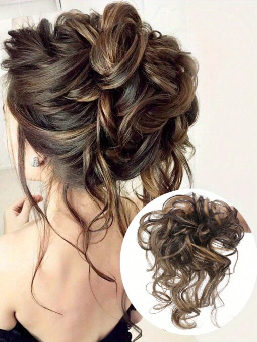 SHEIN 1pc Messy Bun Hair Piece Scrunchy Tousled Updo Hair Extensions Hair