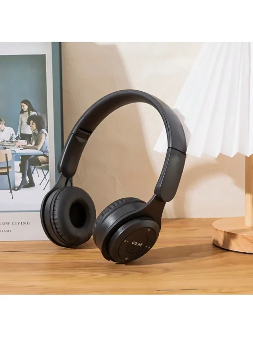 AXNEN BT Headphones Over-Ear, Foldable Lightweight Wireless Headphones Hi-Fi Stereo, Bass Adjustable Headset(black)