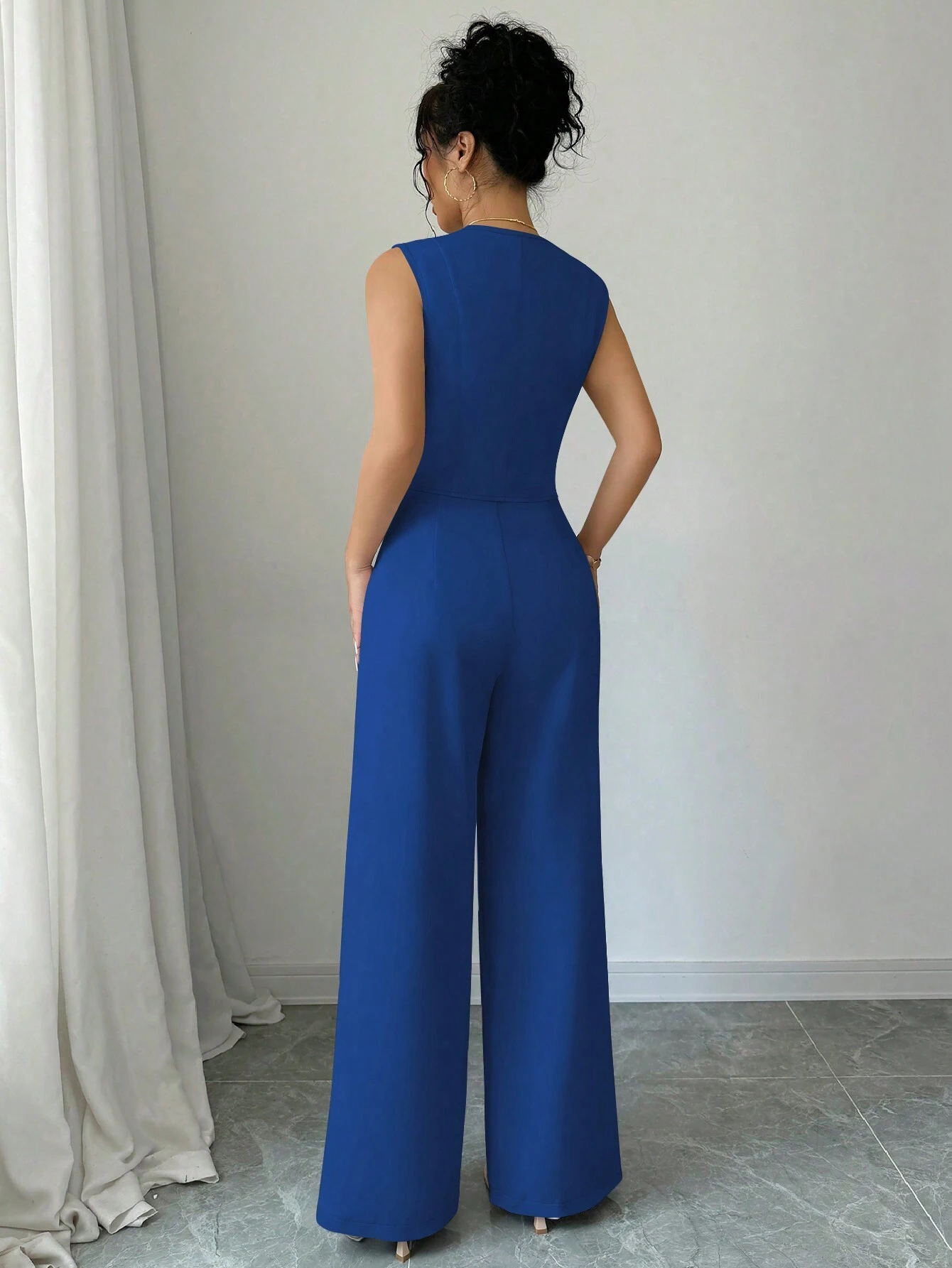 SHEIN Elenzga Elegant Commuting Solid Color Vest & Wide Leg Pants Suit - الصورة 2
