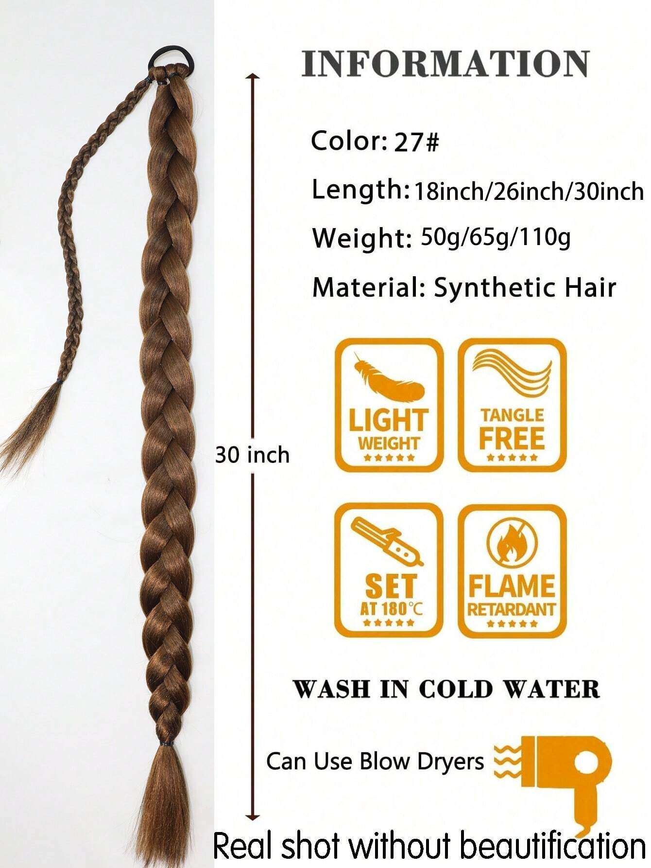 SHEIN 1pc Long Ponytail Hair Extensions - الصورة 3