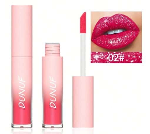 DUNUF 18 Color Diamond Lipstick & Lip  Gloss (02)