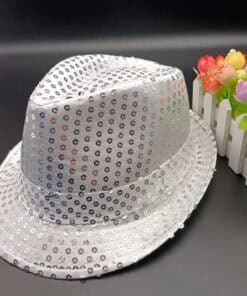 SHEIN Adults' & Kids' Jazz Hat For Stage Performance (Silver)