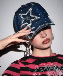 ROMWE Grunge Punk 1pc Rhinestoned Basebal