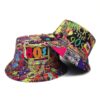 SHEIN Vintage Print Bucket Hat Reversible (Red 80s)