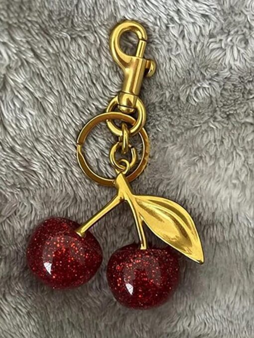 SHEIN 1pc Chic Cherry Keychain With Sparkling Resin Pendant