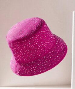 SHEIN 1pc Handmade Sparkling Fashion Sun Protection Hat (Pink)