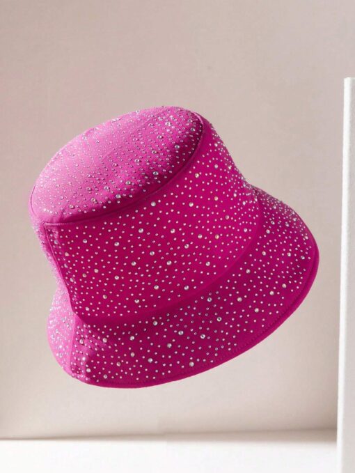 SHEIN 1pc Handmade Sparkling Fashion Sun Protection Hat (Pink)
