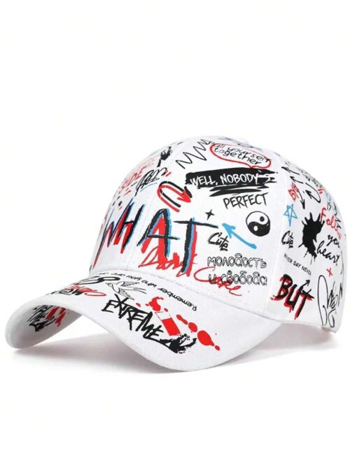 SHEIN 1pc Men Graffiti Letter Print Baseball Cap, Outdoor Adjustable Sun Protection Casual Hat