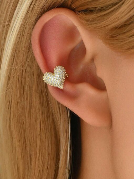 SHEIN 1pc Minimalist Style Zirconia Heart