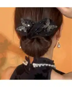 Alternative view of SHEIN 1pc Slouchy Twist Clip Women's Sparkling Rhinestone (Gypsophila Butterfly)